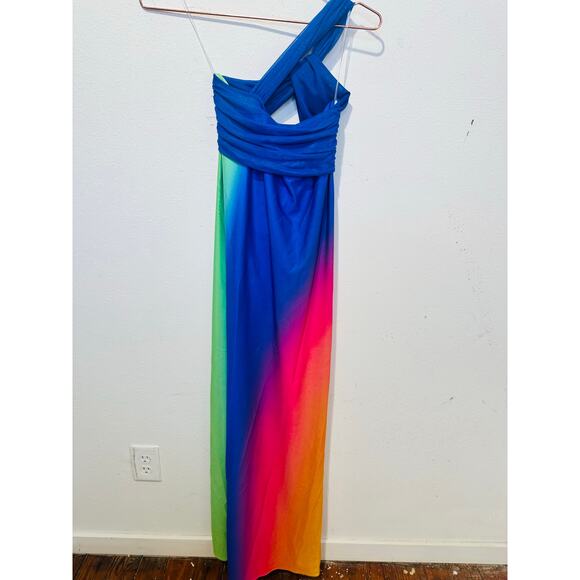 NWT BAOBAB Multicolor Ombre One Shoulder Front Cutout Eliza Maxi Dress Size S - Picture 6 of 16